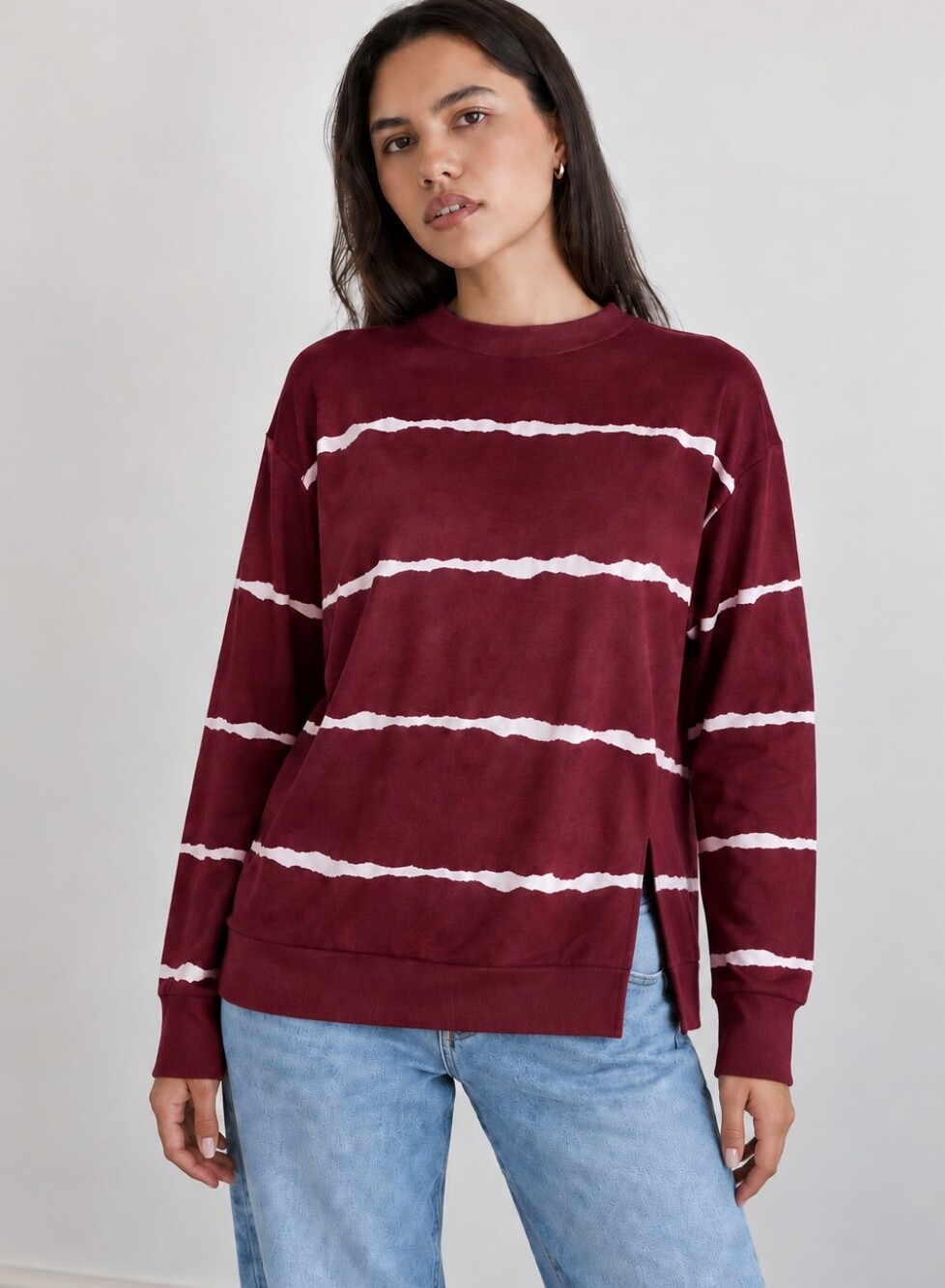 Women's Size Large Burgundy T-shirt Pullover Fall Autumn Casual